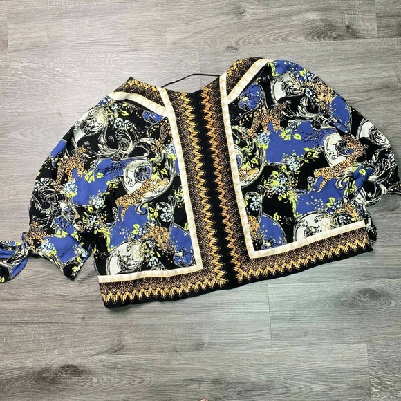 FREE PEOPLE | sz L Women's Catch Me if You Can Kimono Long Tie Sleeve Blouse - Picture 9 of 9